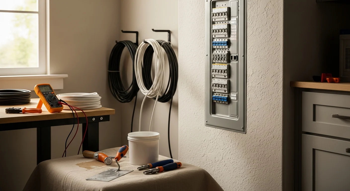 Electrician repairing an electrical outlet in a home